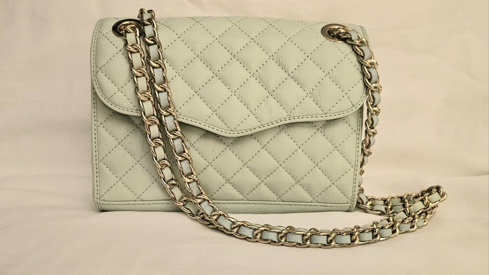 Rebecca Minkoff Quilted Mini Affair Bag in Wintermint &gold-tone hardware. EUC